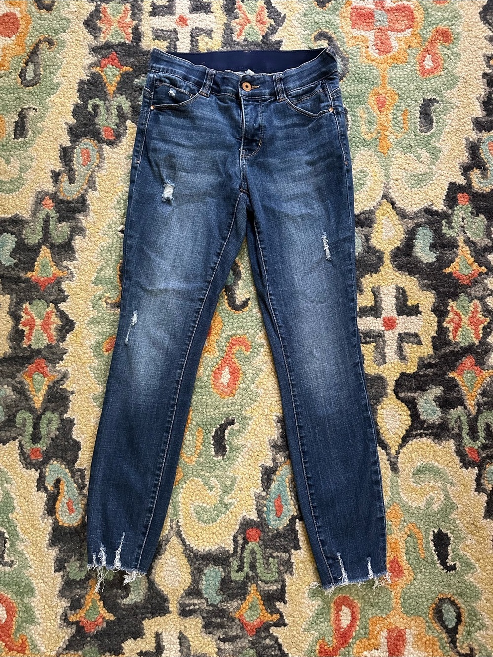 Dark Blue Women's Distressed Skinny Jeans EUC